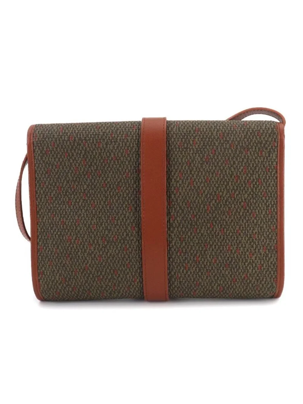 Saint Laurent 2-Way Shoulder Clutch Leather Brown Green Gold - Picture 2 of 10